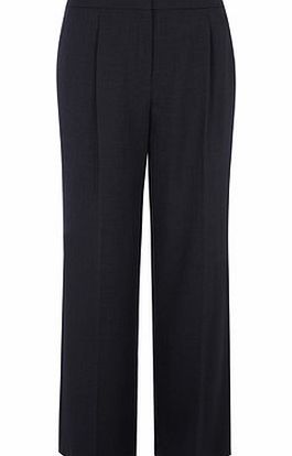 Bhs Navy Herringbone Wideleg Trousers, blue