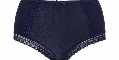 Bhs Navy Jacquard and Lace Full Brief, navy 4803880249