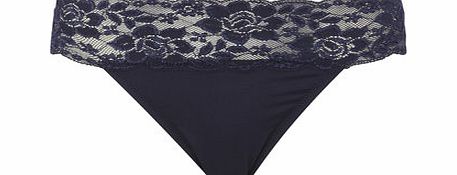Bhs Navy Lace Bandeau High Leg Brief, navy 4803750249