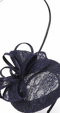 Bhs Navy Lace Overlay Pill Box Fascinator, navy