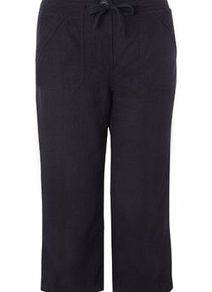 Bhs Navy Linen Blend Crop, navy 2207740249