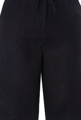 Bhs Navy Linen Blend Knee Shorts, navy 2207750249