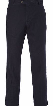 Bhs Navy Linen Blend Trousers, Blue BR65L02CNVY