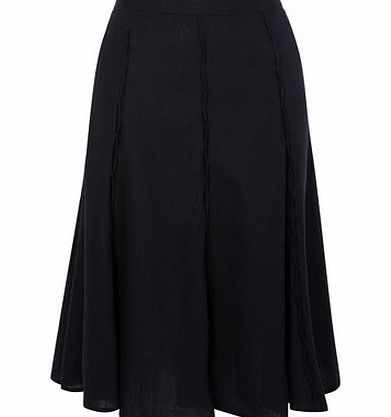 Navy Linen Pull On Skirt, navy 355100249