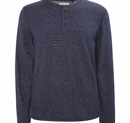 Bhs Navy Long Sleeve Textured Top, Blue BR54T03FBLU