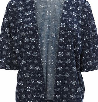 Bhs Navy Loose Knit Tile Print Kimono, navy 2425010249