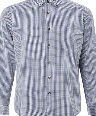 Bhs Navy Mini Checked Soft Touch Shirt, Blue