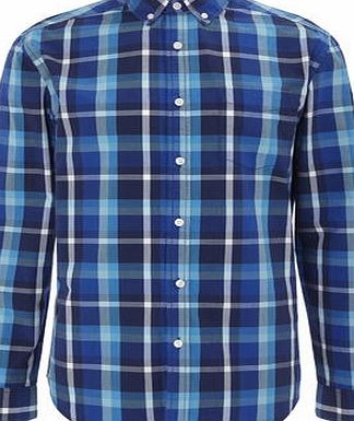 Bhs Navy Mix Cotton Checked Shirt, Blue BR51A01GBLU