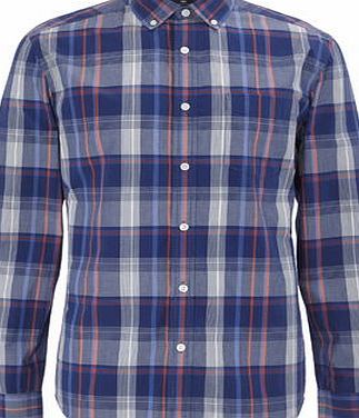 Bhs Navy Mix Cotton Checked Shirt, Blue BR51A01GNVY
