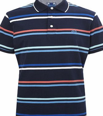 Bhs Navy Multi Colour Stripe Polo Shirt, ROYAL