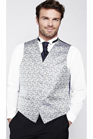 Bhs Navy Paisley Wedding Waistcoat, Blue BR66W10ENVY