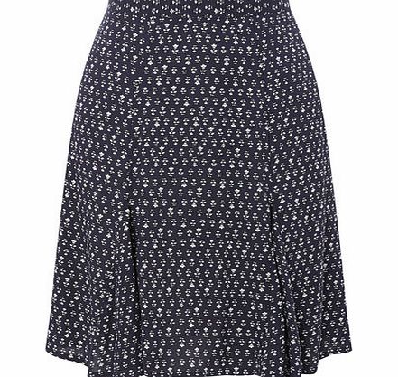 Navy Printed Godet Skirt, multi 2207379530