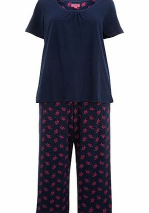 Bhs Navy Rose Floral Print Pyjama Set, navy