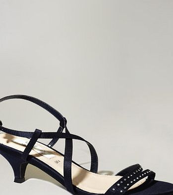 Bhs Navy Satin Strippy Bridesmaid Shoes, navy