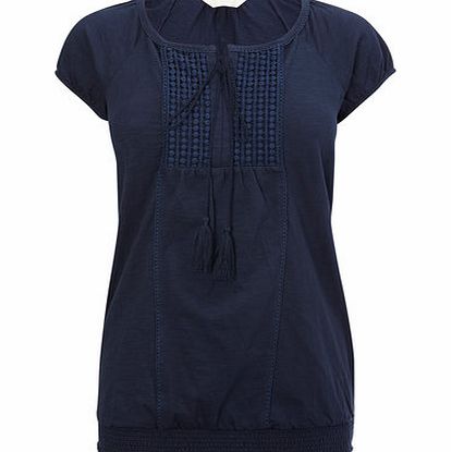 Navy Short Sleeve Crochet Gypsy, navy 2422460249