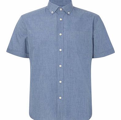 Navy Short Sleeve Plain Shirt, DENIM BLUE
