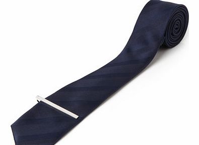 Bhs Navy Skinny Tie With Bar, Blue BR66B01ENVY