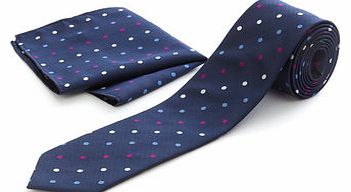Navy Spot Tie and Hanky Set, Blue BR66D38ENVY