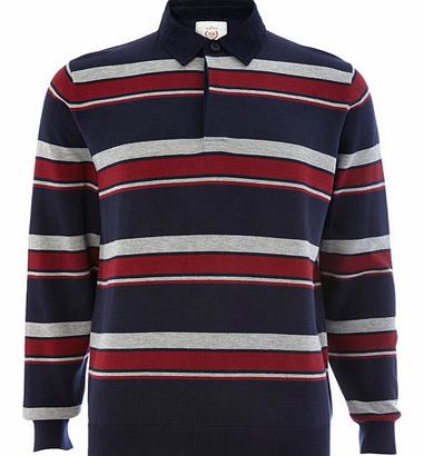 Bhs Navy Stripe Collar Rugby Jumper, Blue BR53C01FNVY