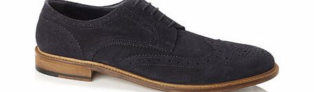 Navy Suede Brogue Shoes, NAVY BR79F02FNVY