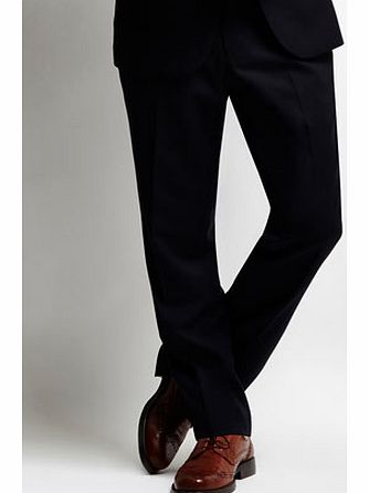 Bhs Navy Tailored Suit Trousers With Wool, Blue