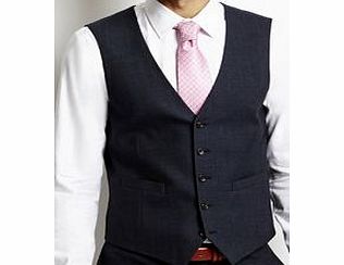 Bhs Navy Tailored Wool Blend 3 Piece Suit Waistcoat,