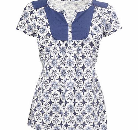 Navy Tile Printed Top, navy 460510249