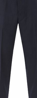 Bhs Navy Twill Regular Fit Flat Front Trousers, Navy
