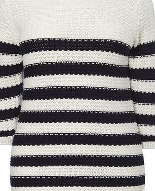 Bhs Navy/White Slash Stripe Cotton Jumper,
