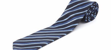 Bhs Navy with Blue Stripe Tie, Blue BR66D06GBLU