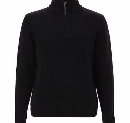 Navy Zip Neck Jumper, Blue BR53E01GNVY