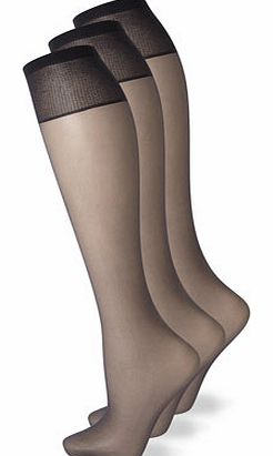 Bhs Nearly Black 3 Pack of 15 Denier Soft Shine Knee