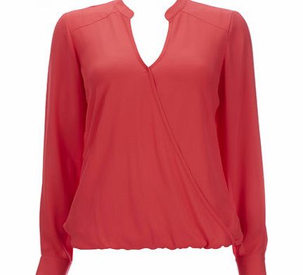 Bhs Neon Red Wrap Blouson Top, red 12034993874