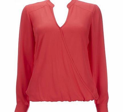 Bhs Neon Red Wrap Blouson Top, red 12034993874
