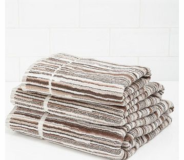 Neutral broken stripe towel range, neutral