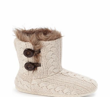 Bhs Oatmeal Cable Knit Bootie Slipper, oatmeal