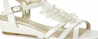 Bhs Older Girls Ivory Corsage Wedge Sandals, ivory