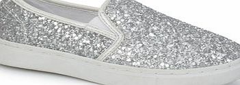 Bhs Older Girls Silver Glitter Skate Trainers,