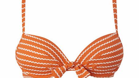 Bhs Orange And White Textured Stripe Underwired