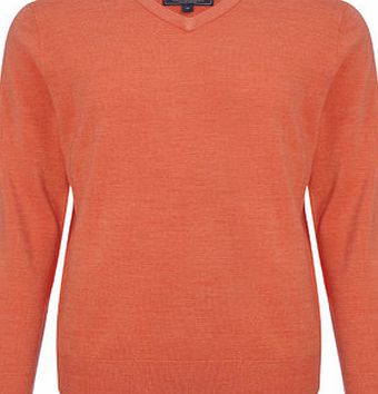 Bhs Orange Marl Supersoft V Neck Jumper, ORANGE
