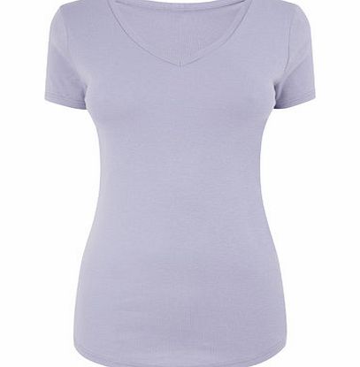 Bhs Orchid Purple Short Sleeve V Neck Top, orchid
