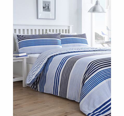 Bhs Painterly blue stripe reversible bedding set,