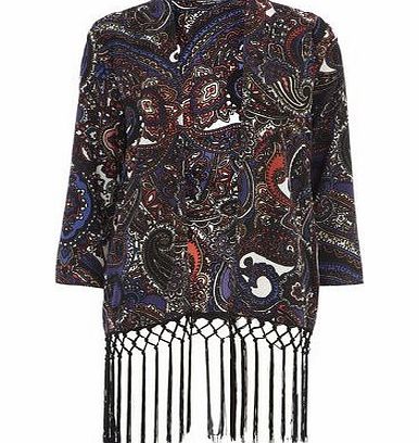 Bhs Paisley Print Long Line Kimono, red 19129133874