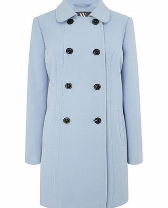 Bhs Pale Blue Double Breasted Peterpan Collar Aline