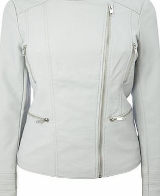 Pale Grey Faux Leather Jacket, pale grey