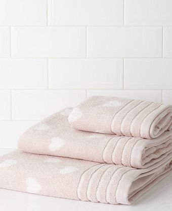 Bhs Pale Pink Polka Hearts Bath Towel, pale pink