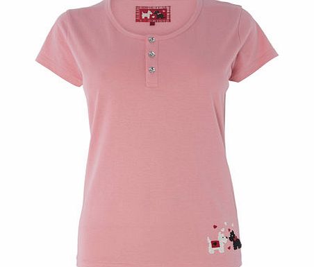 Bhs Pale Pink Scottie Short Sleeve Top, pale pink