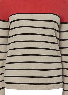 Bhs Papaya Stripe Swing Supersoft Jumper, papaya