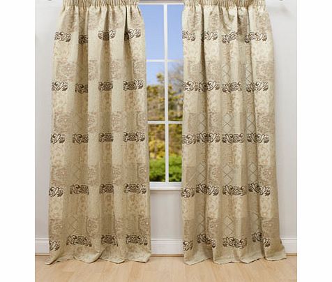 Bhs Patchwork Pencil Pleat Curtain - Natural,
