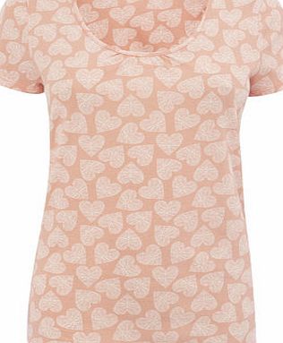 Bhs Peach short sleeve printed voop neck, peach